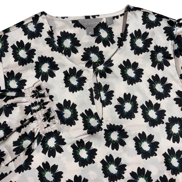 Ted Baker Tops - Ted Baker Women XL Floral Print Long Sleeve V Neck Blouse Shirt Tunic Top Dressy